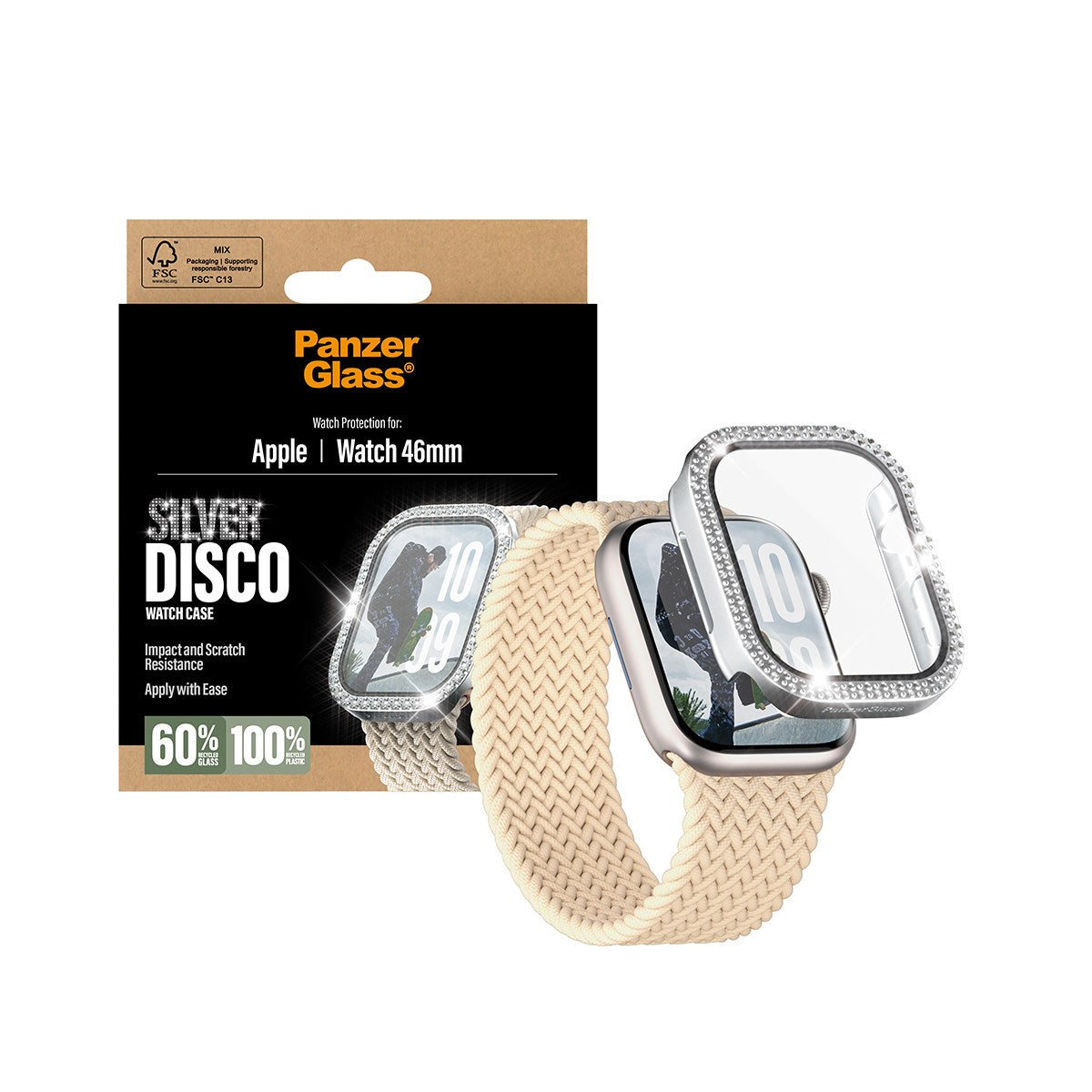 PanzerGlass® Skærmbeskyttelse Full body Disco Sølv Apple Watch Series 11 | 10 | 46mm